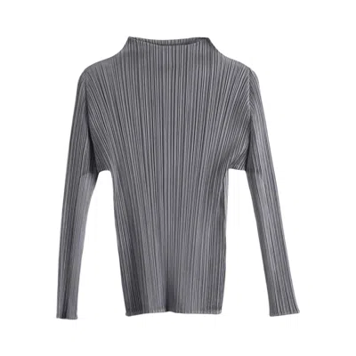 Pre-owned Issey Miyake Pleats Please  Basics Shirt 'grey' | Women's Size 3 In Gray