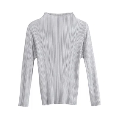 Pre-owned Issey Miyake Pleats Please  Basics Shirt 'light Grey' | Women's Size 3 In Gray