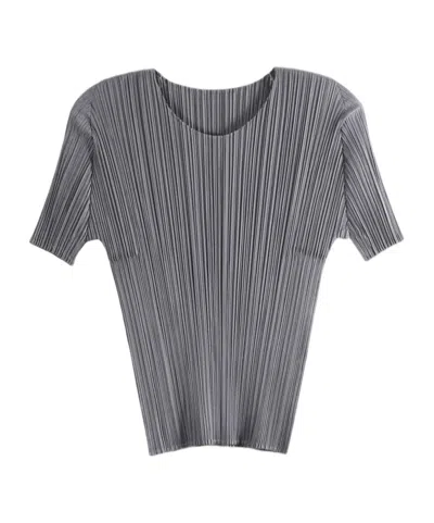 Issey Miyake Pleats Please  Basics Short Sleeve Shirt In Gray