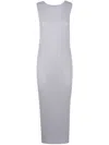 Issey Miyake Basics Sleevesless Midi Dress In Blue