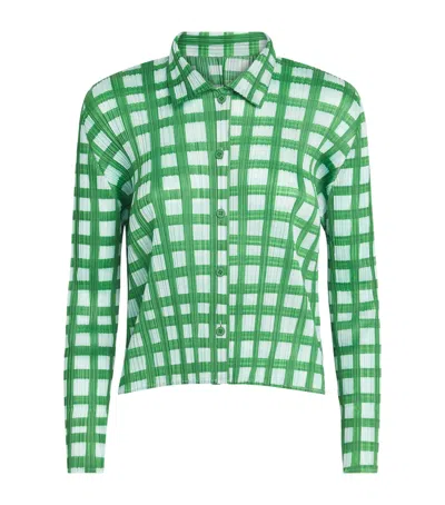 Issey Miyake Pleats Please  Basket Shirt In Green