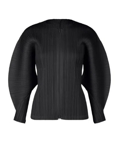 Issey Miyake Womens Black High-neck Zipped Knitted Jacket