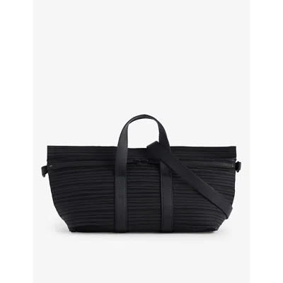 Issey Miyake Pleats Please  Black Pleated Woven Top-handle Bag