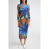Issey Miyake Pleats Please  Carnival Pleated Long Sleeve Midi Dress In Multi