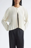 Issey Miyake Pleats Please  Circular Pleated Cardigan In White