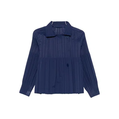 Issey Miyake Pleats Please  Coats In Blue