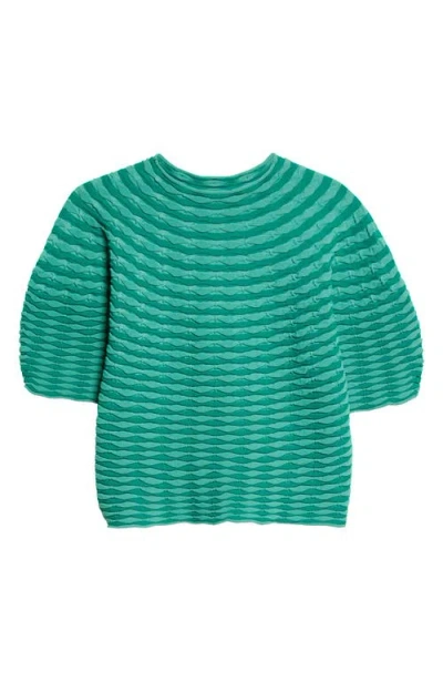 Issey Miyake Pleats Please  Colorful Mushroom Knit Top In Green