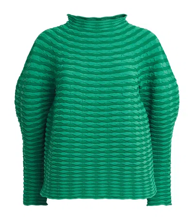 Issey Miyake Pleats Please  Colourful Mushroom Knit Top In Green
