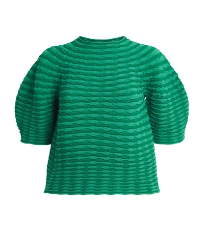 Issey Miyake Pleats Please  Colourful Mushroom Knit Top In Green
