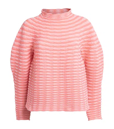 Issey Miyake Pleats Please  Colourful Mushroom Knit Top In Pink