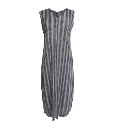 Issey Miyake Pleats Please  Cotton-blend Zigzag Midi Dress In Gray