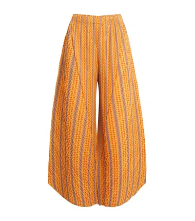 Issey Miyake Pleats Please  Cotton-blend Zigzag Trousers In Multi