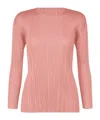 Issey Miyake Pleats Please  Crewneck Pleated Top In Pink