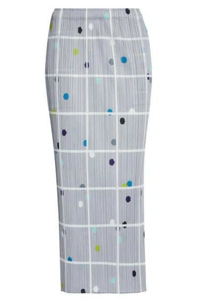 Issey Miyake Pleats Please  Crossing Dots Print Pleated Midi Skirt In Multi