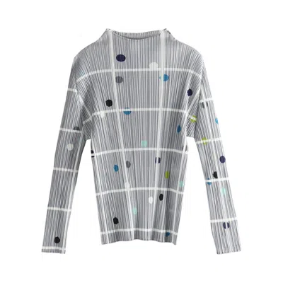 Pre-owned Issey Miyake Pleats Please  Crossing Dots Shirt 'light Grey' | Women's Size 3 In Gray