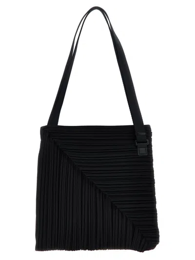 Issey Miyake Pleats Please  'diagonal Pleats Bag' Shoulder Bag In Black