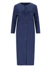 Issey Miyake Pleated Long Cardigan In Blue