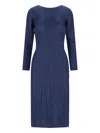 Issey Miyake Pleated Long Cardigan In Blue