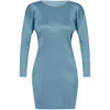 Issey Miyake Pleats Crew Neck Long Sleeve Blue Grey Tunique In Blue