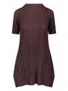 Issey Miyake Pleated Midi Dresses In Burgundy