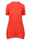 Issey Miyake Pleated Midi Dresses In Red