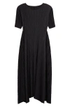 Issey Miyake Pleats Please  Efficient Square Pleated Short Sleeve A-line Dress In Black