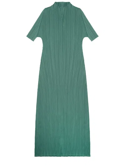Issey Miyake Pleats Please  Effortless Elegance Mini Dress In Green