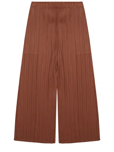 Issey Miyake Pleats Please  Effortless Pleated Trousers For Women - Ss26 In Brown