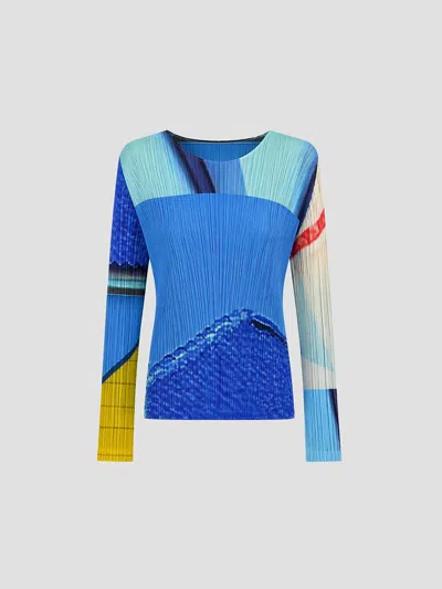 Issey Miyake Pleats Please  Effortlessly Chic Pleated Shirt In Blue
