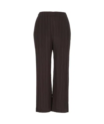 Issey Miyake Pleats Please  Elasticated Waistband Trousers In Brown