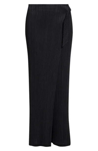 Issey Miyake Pleats Please  Facade Pleated Wrap Skirt In Black