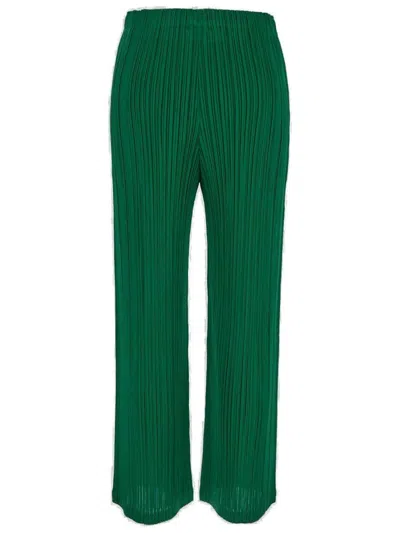 Issey Miyake Pleats Please  February Elasticated Waistband Straight In Green