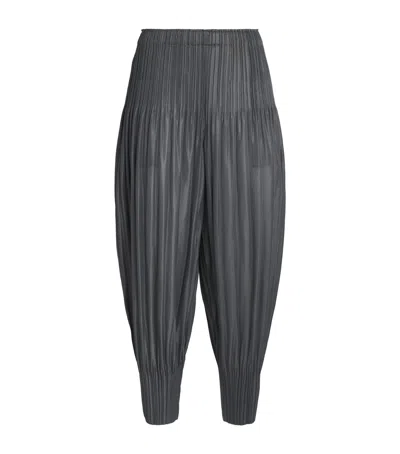Issey Miyake Pleats Please  Fluffy Basics Tapered Trousers In Grey