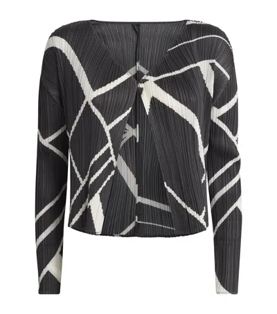 Issey Miyake Pleats Please  Fold Line Cardigan In Black