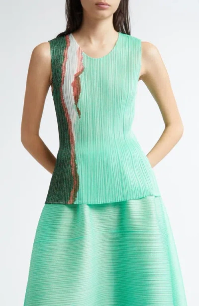Issey Miyake Pleats Please  Grainy Colors Pleated Sleeveless Top