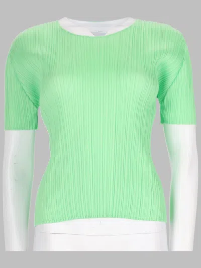 Issey Miyake Knit Top Stretch Crew Neck Short Sleeves In Multi