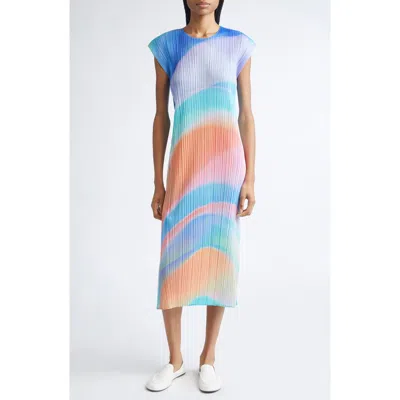 Issey Miyake Pleats Please  Groove Pleated Midi Dress In Multi
