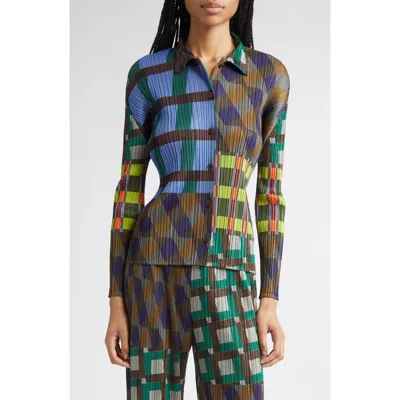 Issey Miyake Pleats Please  Harmony Pleated Long Sleeve Button-up Shirt In Black