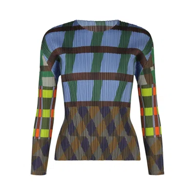 Pre-owned Issey Miyake Pleats Please  Harmony Shirt 'blue' | Women's Size 3