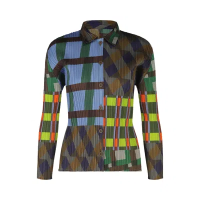 Pre-owned Issey Miyake Pleats Please  Harmony Shirt 'blue' | Women's Size 3