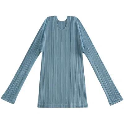 Pre-owned Issey Miyake Pleats Please  January Shirt 'blue Grey' | Women's Size 3