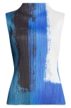 Issey Miyake Pleats Please  Jump Print Pleated Sleeveless Top In Multi
