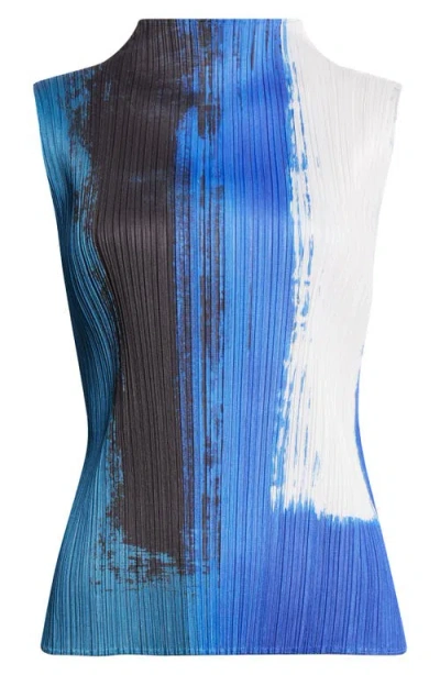 Issey Miyake Pleats Please  Jump Print Pleated Sleeveless Top In Multi