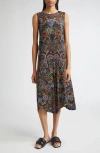 Issey Miyake Sleeveless Pleated Midi Dress In Multi
