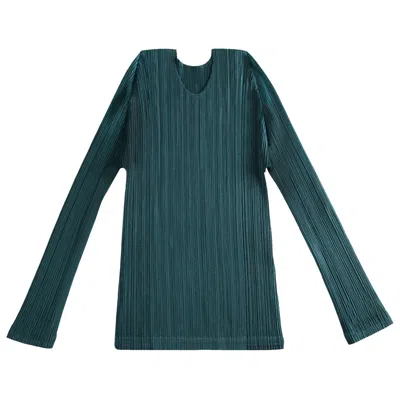 Pre-owned Issey Miyake Pleats Please  Mc January Shirt 'blue Green' | Women's Size 3