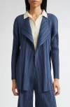 Issey Miyake Pleats Please  Mellow Pleated Jacket In Blue