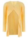 Issey Miyake Pleats Please  'mellow Pleats' Cardigan In Yellow