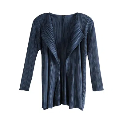 Pre-owned Issey Miyake Pleats Please  Mellow Pleats Coat 'navy' | Blue | Women's Size 3