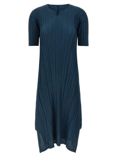 Issey Miyake Pleats Please  'mellow Pleats' Dress In Blue