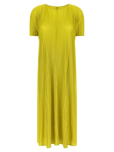 Issey Miyake Pleats Please  'mellow Pleats' Dress In Yellow